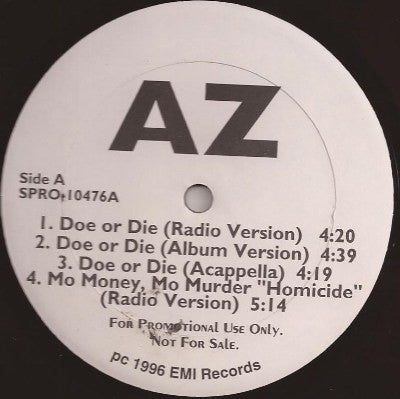 AZ : Doe Or Die (12", Promo)