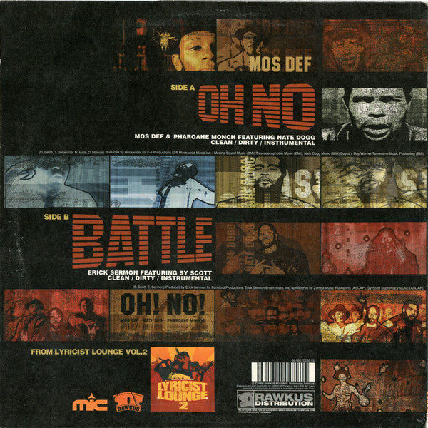 Mos Def & Pharoahe Monch Featuring Nate Dogg / Erick Sermon Featuring Sy Scott : Oh No / Battle (12")