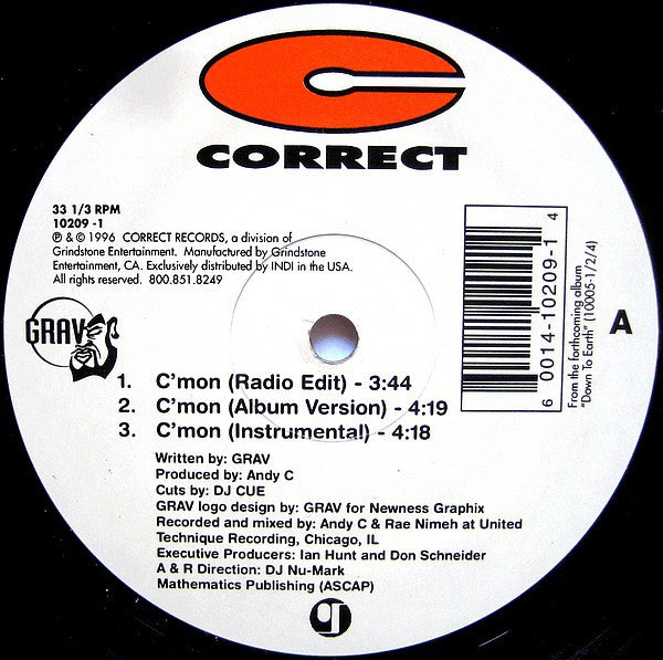 Grav : C'mon / Snake Bite (12")