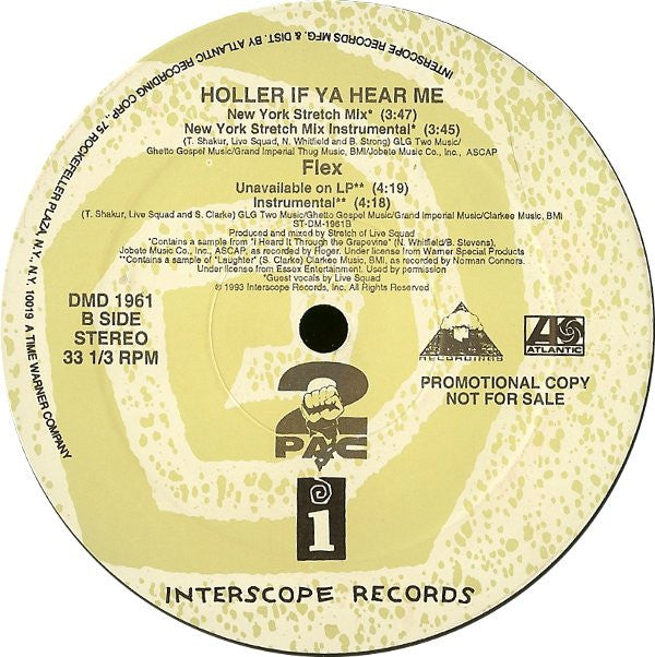 2Pac : Holler If Ya Hear Me (12", Single, Promo)