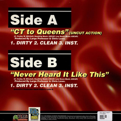 Chris Lowe (2) & Large Professor : CT To Queens (12")