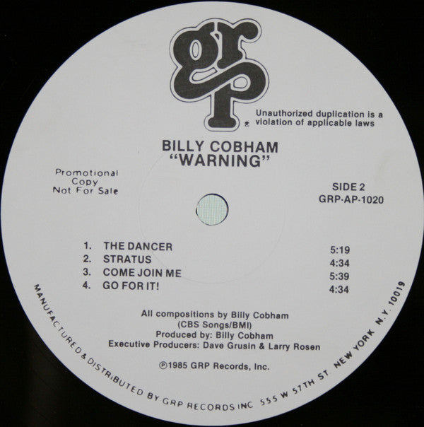 Billy Cobham : Warning (LP, Album, Promo)