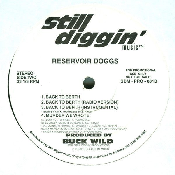 Reservoir Doggs* : The Difference / Back To Berth (12", Promo)