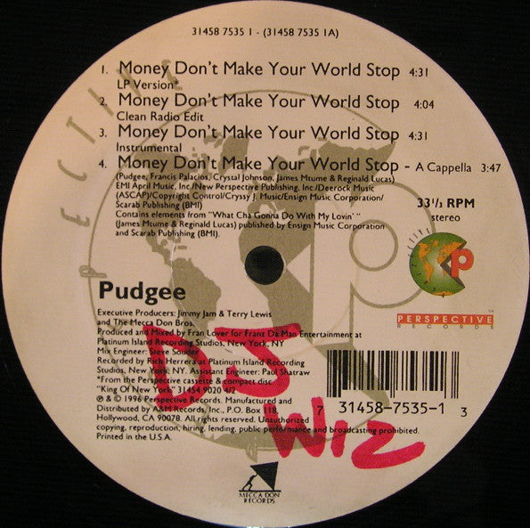 Pudgee Tha Phat Bastard : Money Don't Make Your World Stop (12", Single)