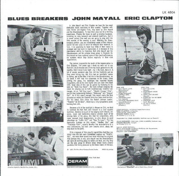 John Mayall With Eric Clapton : Blues Breakers (CD, Album, RE, RM)