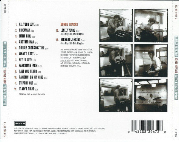 John Mayall With Eric Clapton : Blues Breakers (CD, Album, RE, RM)