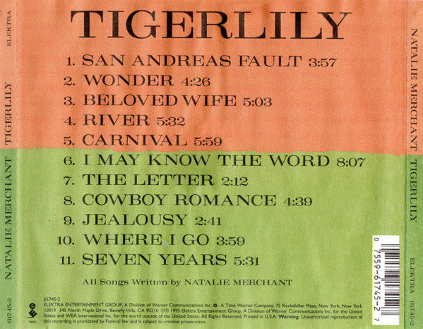 Natalie Merchant : Tigerlily (CD, Album, RP, ARC)