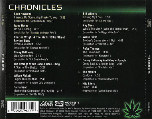 Various : Chronicles: Roots of G Funk, Soul Classics That Inspired The Chronic (CD, Comp)