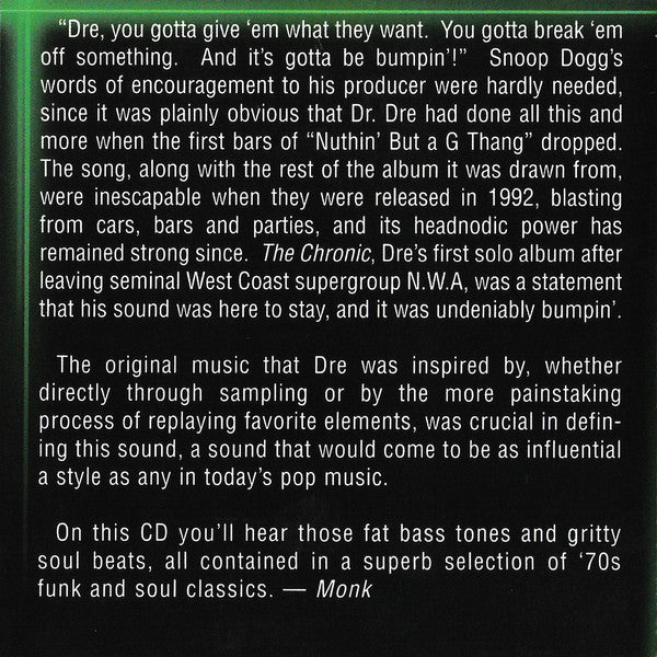 Various : Chronicles: Roots of G Funk, Soul Classics That Inspired The Chronic (CD, Comp)