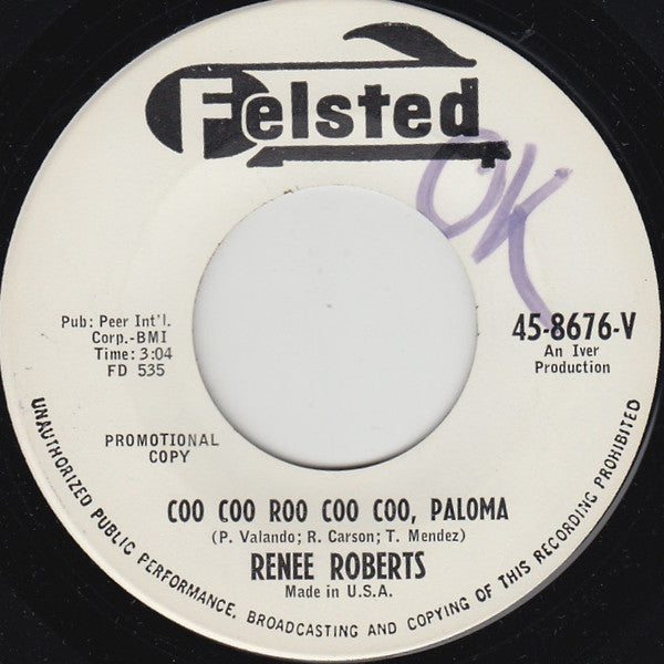 Renee Roberts (3) : Coo Coo Roo Coo Coo, Paloma (7", Promo)