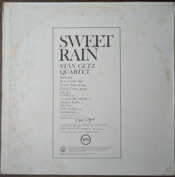 Stan Getz : Sweet Rain (LP, Album, Gat)