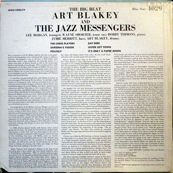 Art Blakey & The Jazz Messengers : The Big Beat (LP, Album, Mono)