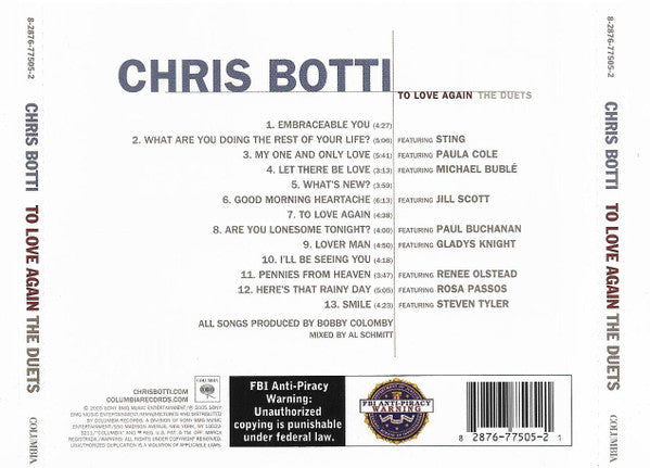 Chris Botti : To Love Again (The Duets) (CD, Album)