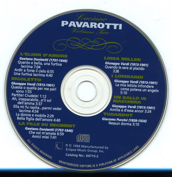 Luciano Pavarotti : Volume Two (CD, Comp)