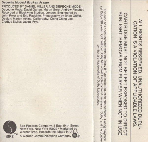 Depeche Mode : A Broken Frame (Cass, Album, RE, Dol)