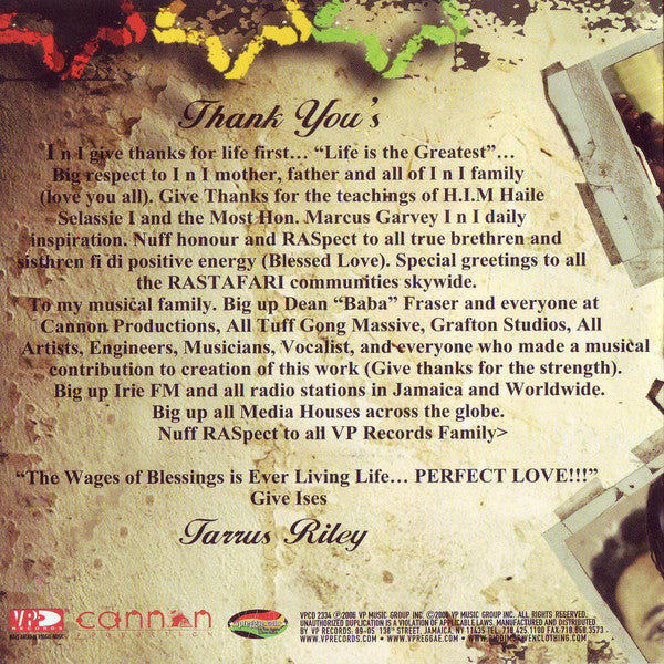 Tarrus Riley : Parables (CD, Album)