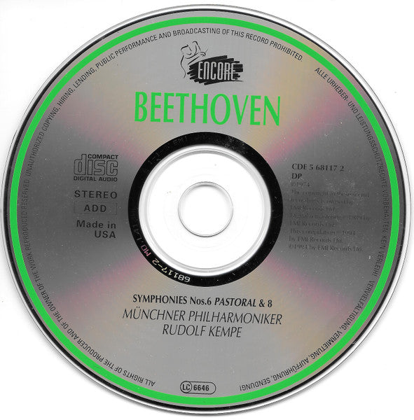 Ludwig van Beethoven : Symphonies Nos. 6 Pastoral  & 8 (CD, Comp)