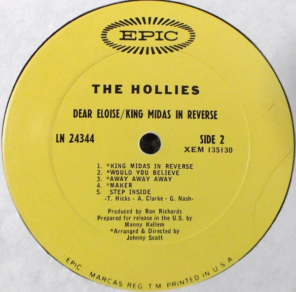 The Hollies : Dear Eloise / King Midas In Reverse (LP, Album, Mono)