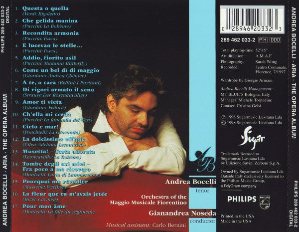 Andrea Bocelli : Aria · The Opera Album (CD, Album, RE, UML)