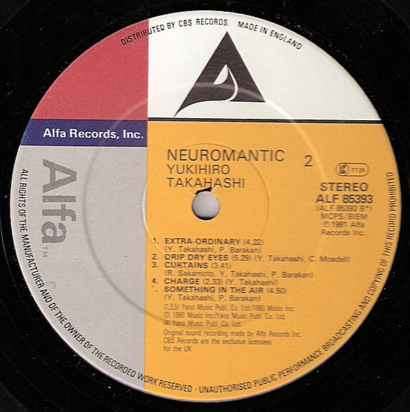 Yukihiro Takahashi : Neuromantic (LP, Album)