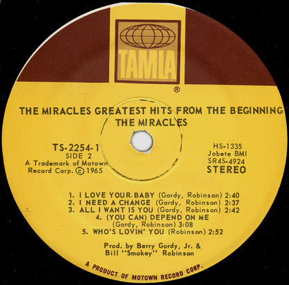 The Miracles : Greatest Hits From The Beginning (2xLP, Comp)