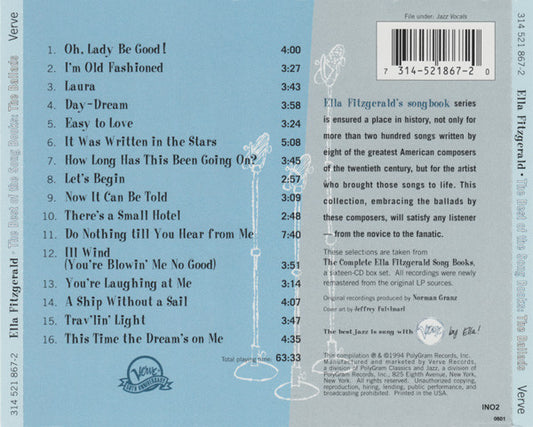 Ella Fitzgerald : The Best Of The Song Books: The Ballads (CD, Comp)