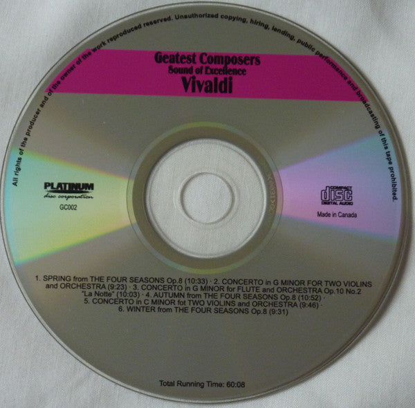 Antonio Vivaldi : Greatest Composers Sounds Of Excellence: Vivaldi (CD, Comp)