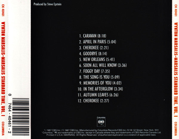 Wynton Marsalis : Marsalis Standard Time, Vol. 1 (CD, Album)