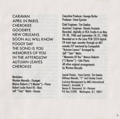 Wynton Marsalis : Marsalis Standard Time, Vol. 1 (CD, Album)