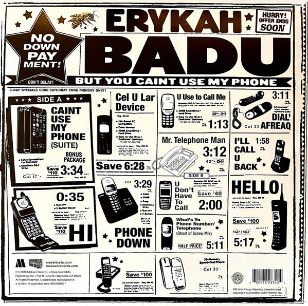 Erykah Badu : But You Caint Use My Phone (LP, Ltd, Mixtape, Pur)