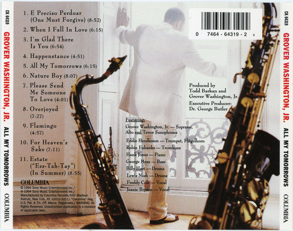 Grover Washington, Jr. : All My Tomorrows (CD, Album, RE)