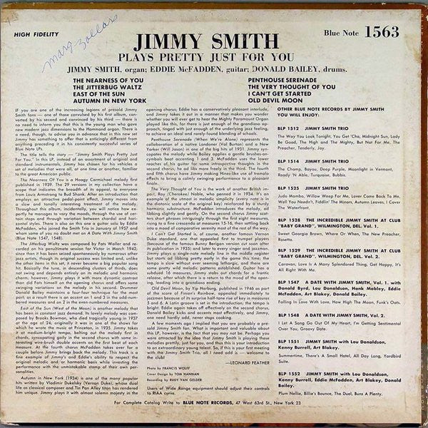 Jimmy Smith : Plays Pretty Just For You (LP, Album, Mono)