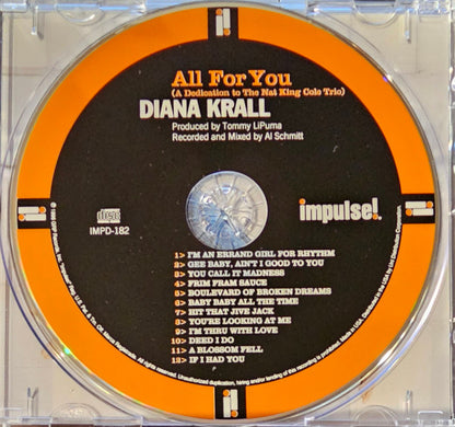 Diana Krall : All For You (A Dedication To The Nat King Cole Trio) (CD, Album, RE, Son)