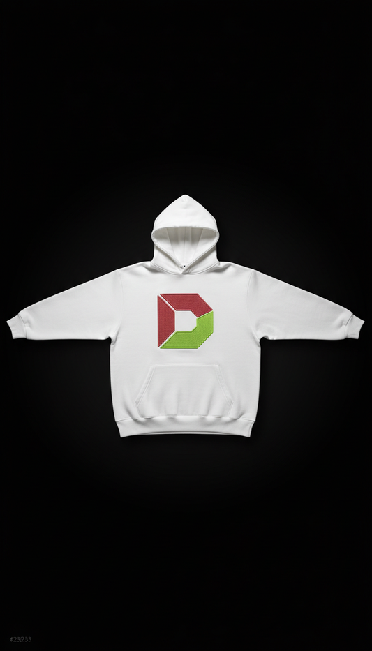 White Logo Hoodie Cotton Blend