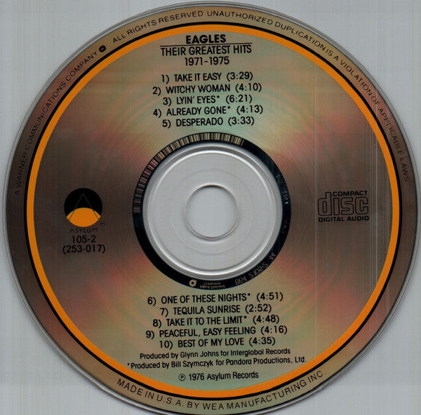 Eagles : Their Greatest Hits (1971-1975) (CD, Album, Comp, RE, ARC)