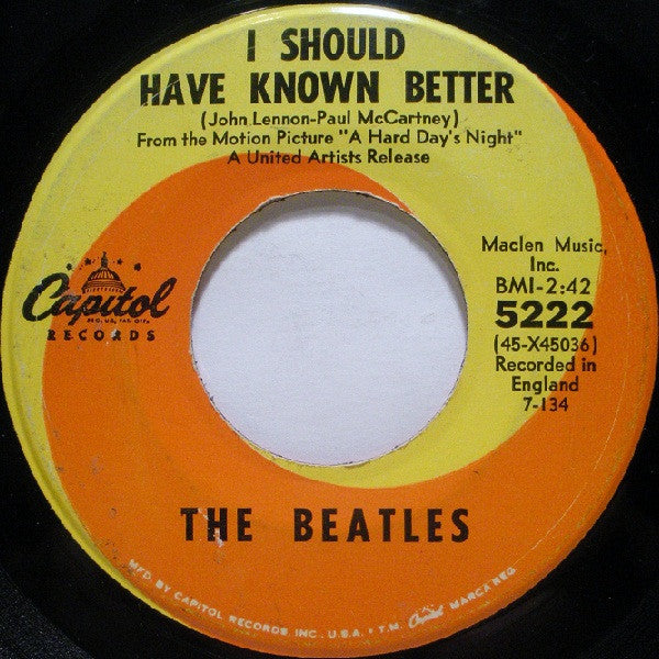 The Beatles : A Hard Day's Night (7", Single, Scr)