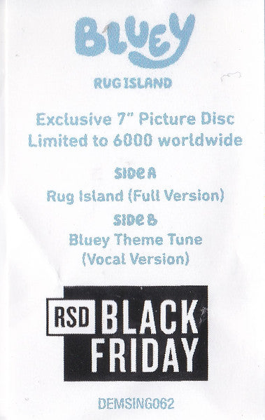 Joff Bush, The Bluey Music Team : Rug Island (Full Version) (7", Single, Pic, Rec)