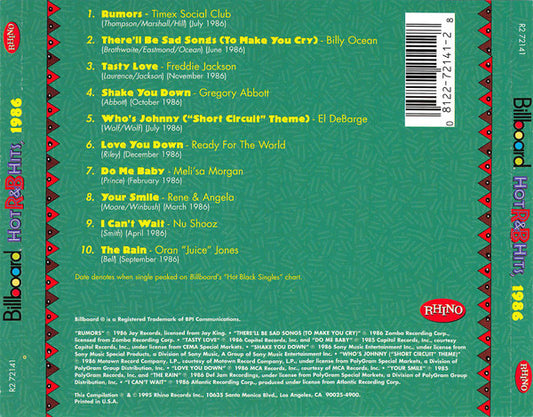 Various : Billboard Hot R&B Hits, 1986 (CD, Comp)