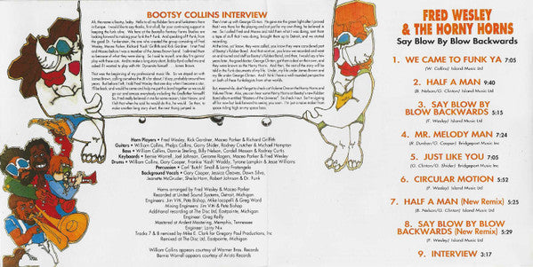 Fred Wesley & The Horny Horns Featuring Maceo Parker : Say Blow By Blow Backwards (CD, Album, RE)