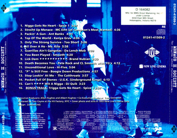 Various : Menace II Society (The Original Motion Picture Soundtrack) (CD, Comp, Club)