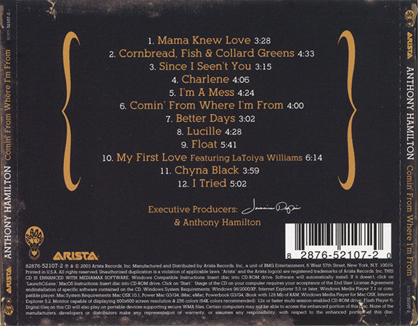 Anthony Hamilton : Comin' From Where I'm From (CD, Album, Copy Prot.)