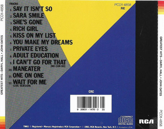 Daryl Hall & John Oates : Greatest Hits (Rock 'N Soul Part 1) (CD, Comp, Club, RE)