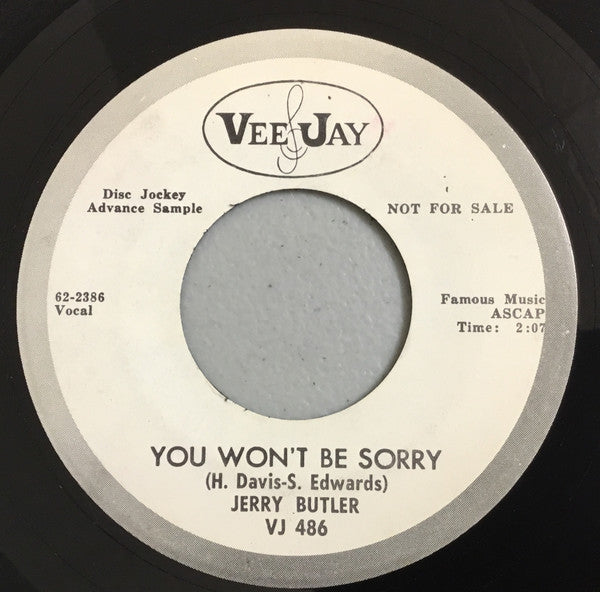 Jerry Butler : You Won't Be Sorry (7", Promo)