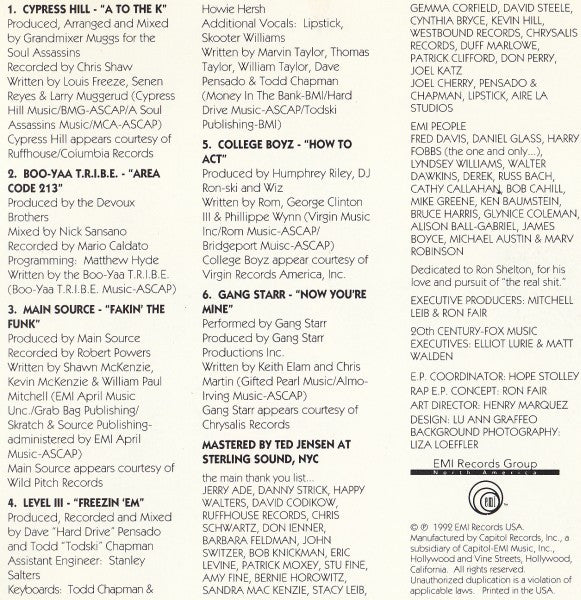 Various : White Men Can't Rap (More Music From The Twentieth Century Fox Film White Men Can't Jump) (CD, EP, Comp)