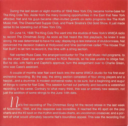 Nat King Cole : The Christmas Song (CD, Album, RE, RM, RP)