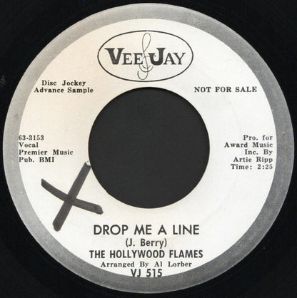 The Hollywood Flames : Drop Me A Line (7", Promo)