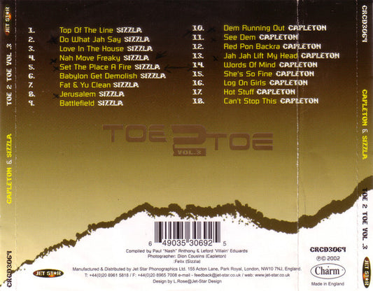 Capleton & Sizzla : Toe 2 Toe Vol.3 (CD, Comp)