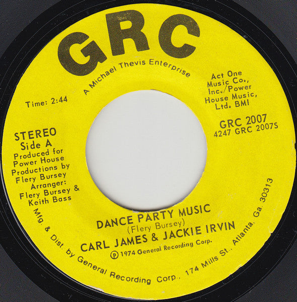 Carl & Jackie : Dance Party Music (7", Single)