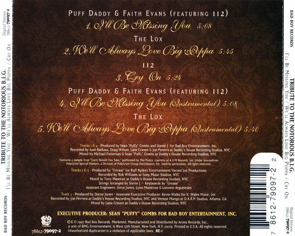 Puff Daddy & Faith Evans / 112 / The Lox : Tribute To The Notorious B.I.G. (CD, Maxi)