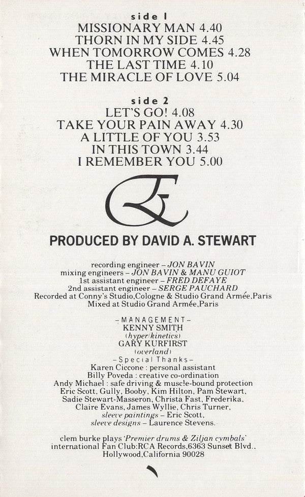 Eurythmics : Revenge (Cass, Album)